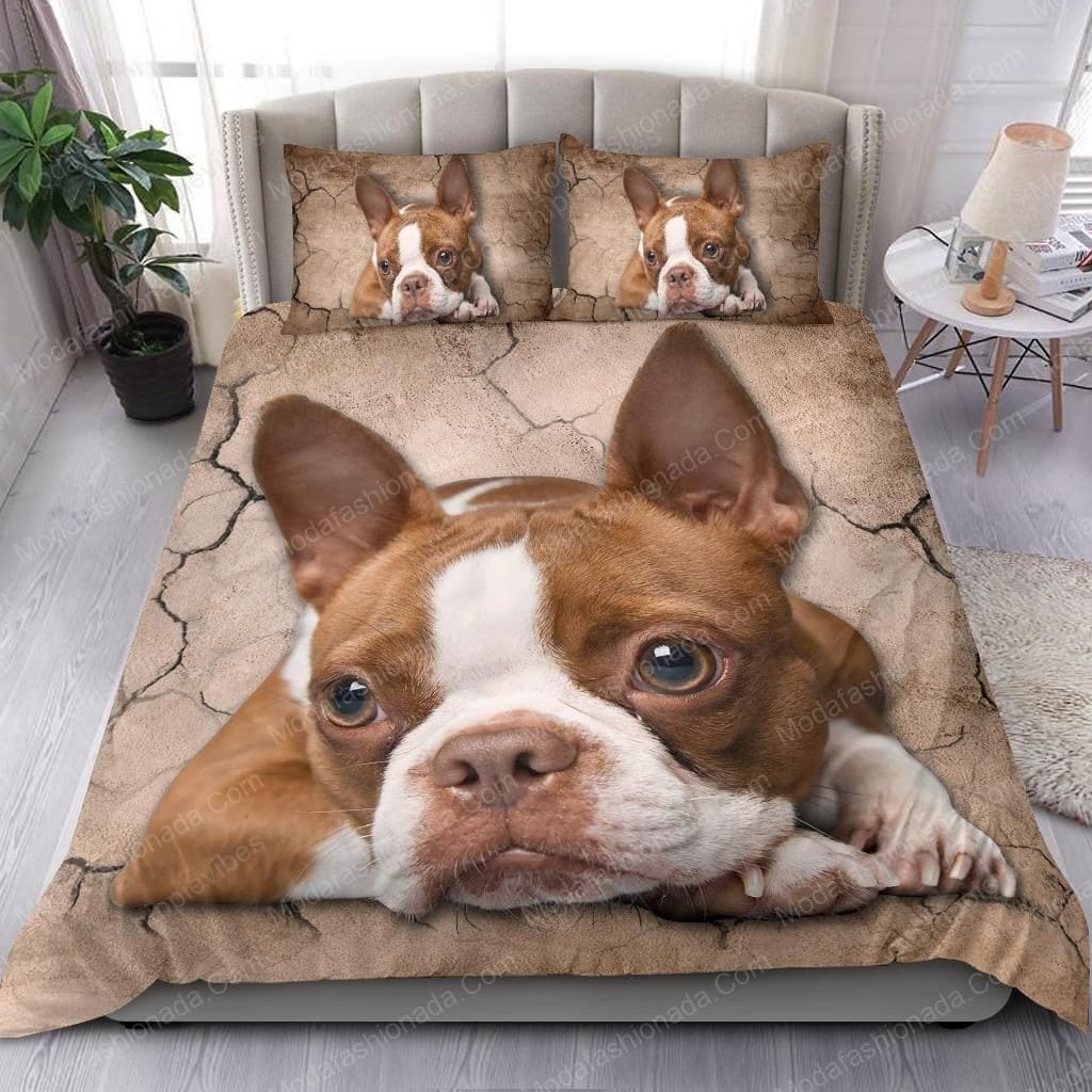 Ginger Boston Terrier Dog Animal 203 Bedding Set – Duvet Cover – 3D New Luxury – Twin Full Queen King Size Comforter Cover