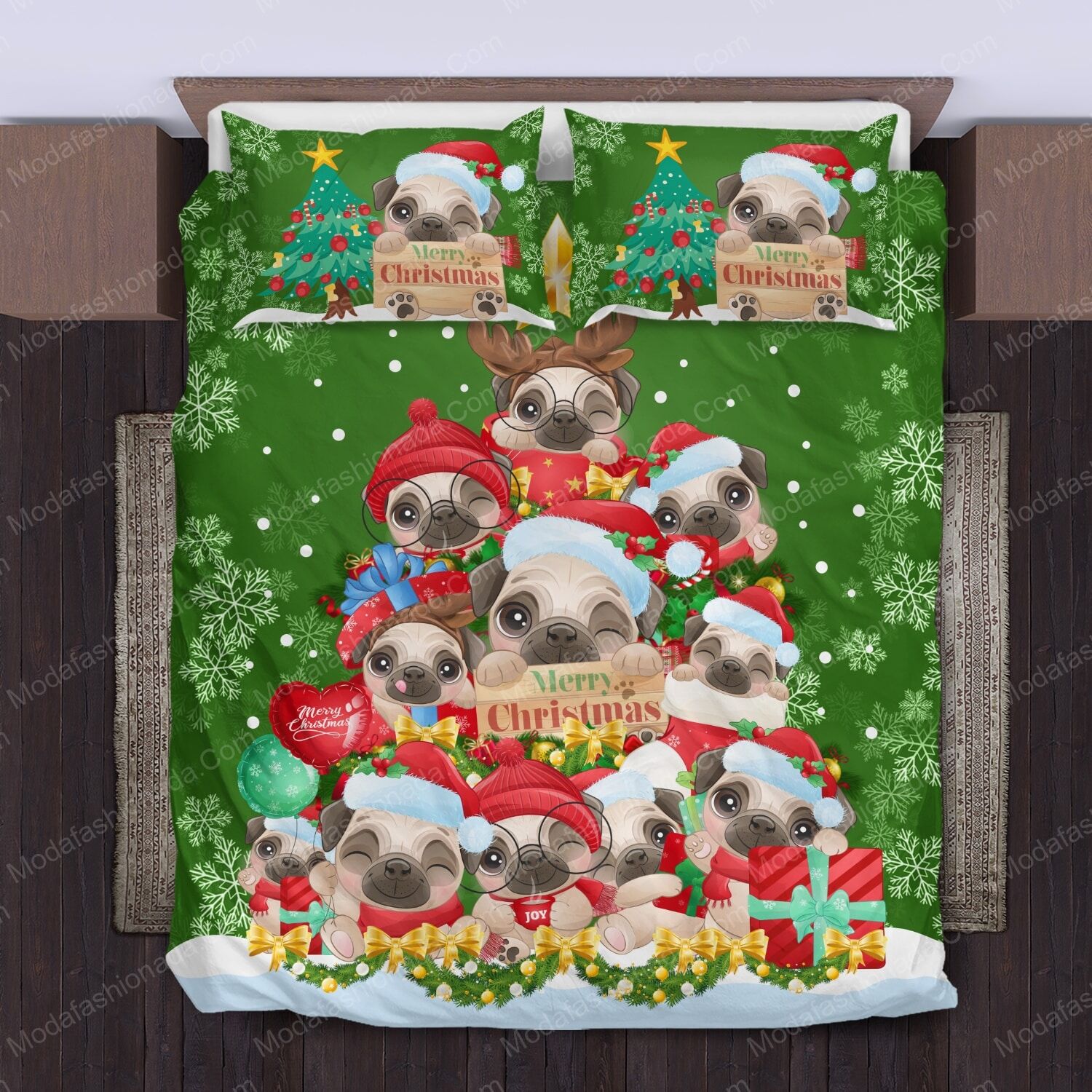 Pug Christmas Tree Bed Sets Bedding Sets - Modafashionada.Com