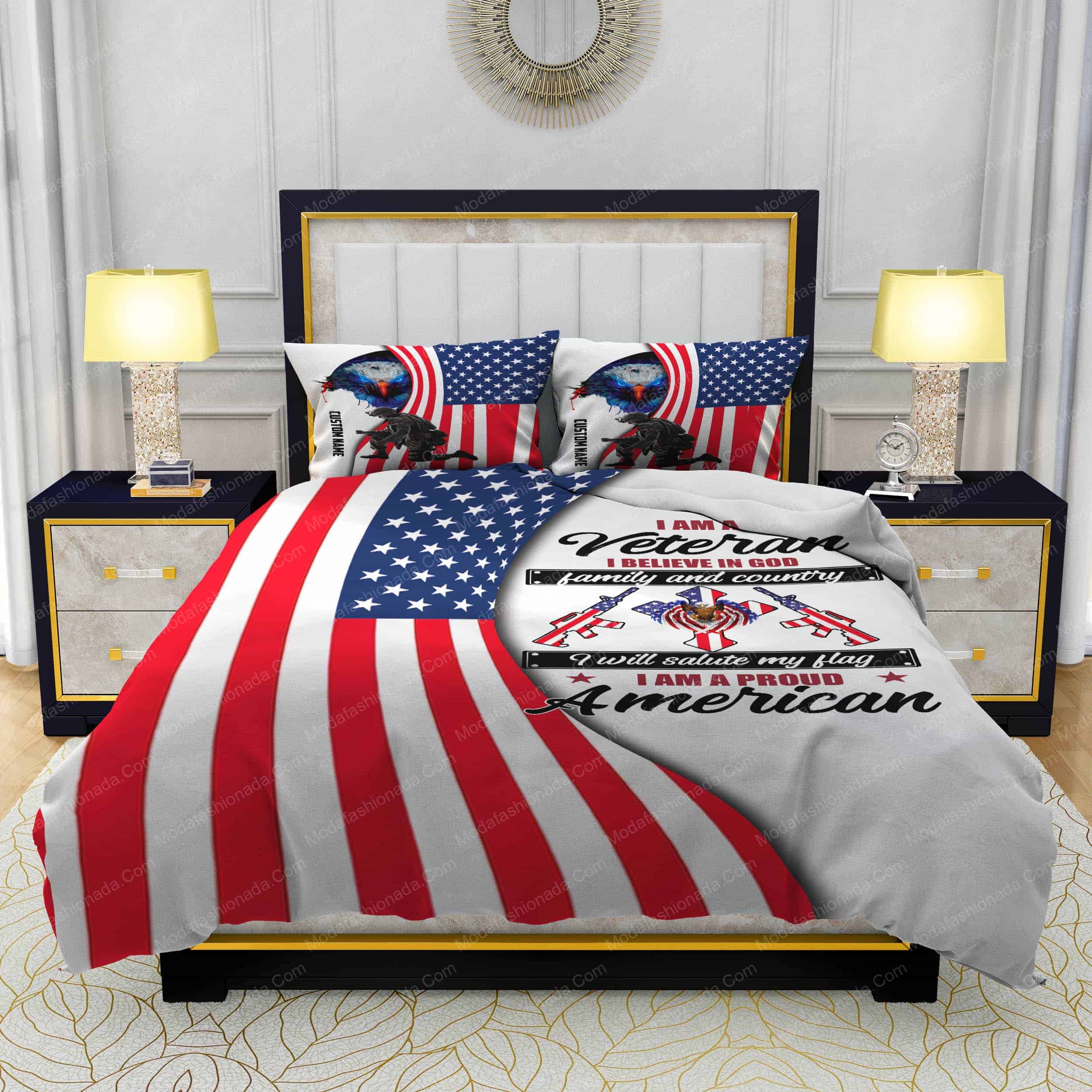I Am A Veteran I Believe In God I Am A Proud American Personalized Bedding Sets - Modafashionada.Com